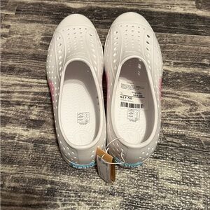 Native White and Pink Slip-On Sneakers